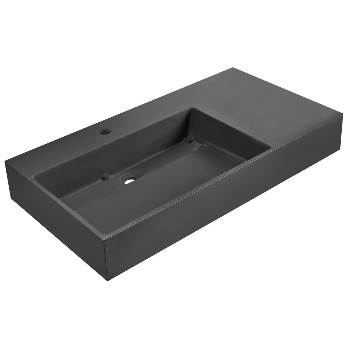HÄNGEWASCHBECKEN Schwarz 90/48 cm Mineralguss Cusco - Schwarz, Naturmaterialen (90/13/48cm) - Beliani
