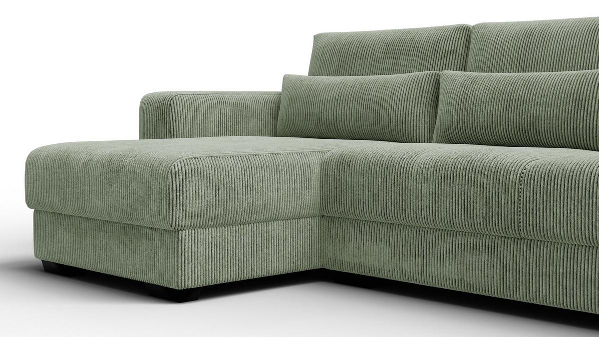 ECKSOFA OLI 4-Sitzer links, salbeigrün - Salbeigrün, Holz/Textil (295/172cm) - Wozimo