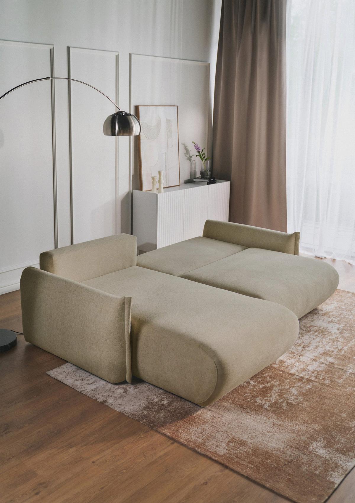 ECKSOFA Cushi Beige-Chenille - Beige/Schwarz, Kunststoff/Textil (252/183cm) - Selsey