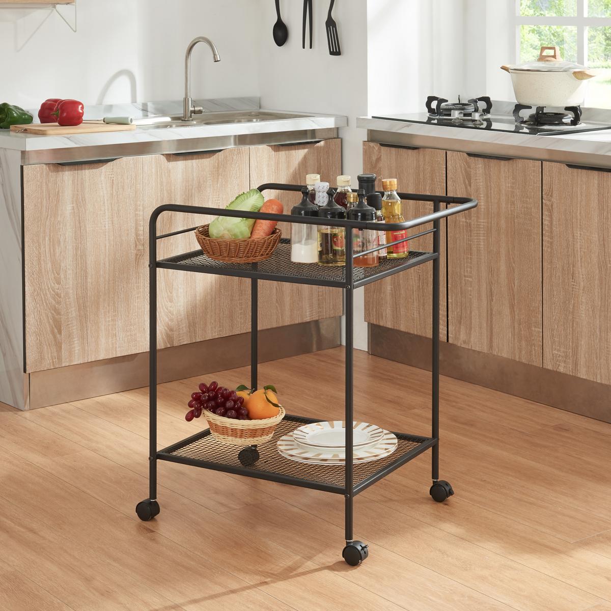 SERVIERWAGEN Hole - Schwarz, Metall (62/72/45cm) - [en.casa]