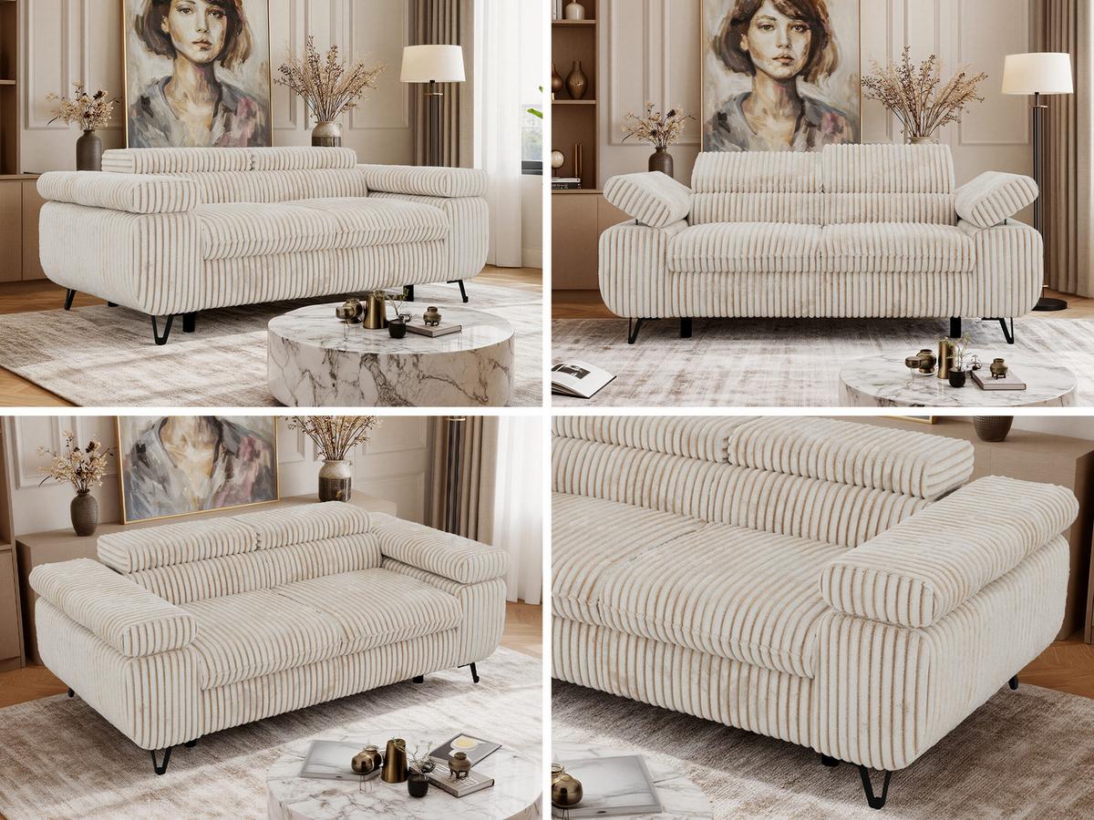 2-SITZER SOFA PETER - Beige Cord - Beige/Creme, Textil/Metall (200/76/99cm) - MKS