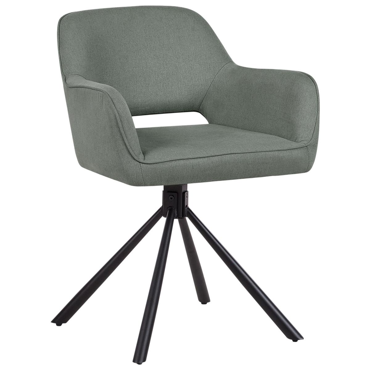 ESSZIMMERSTUHL 2er-Set Dunkelgrün Loures - Dunkelgrün/Schwarz, Textil (56/80/63cm) - Beliani