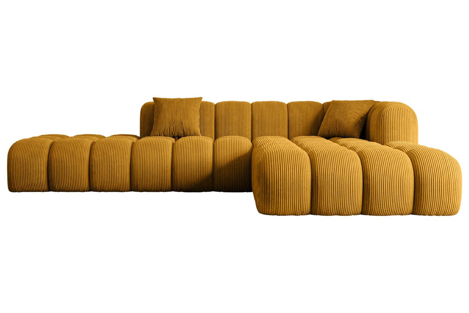 ECKSOFA Ottomane Rechts OLEA-L2 - 289x176x71 cm Senfgelb - Currygelb/Schwarz, Holzwerkstoff/Kunststoff (289/176cm) - ALTDECOR