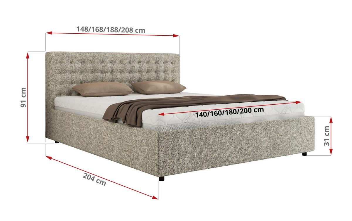 POLSTERBETT PAVO CLASSIC 160/200 - Beige Strukture - Multipocket-Matratze - Beige, Textil (160/200cm) - MKS