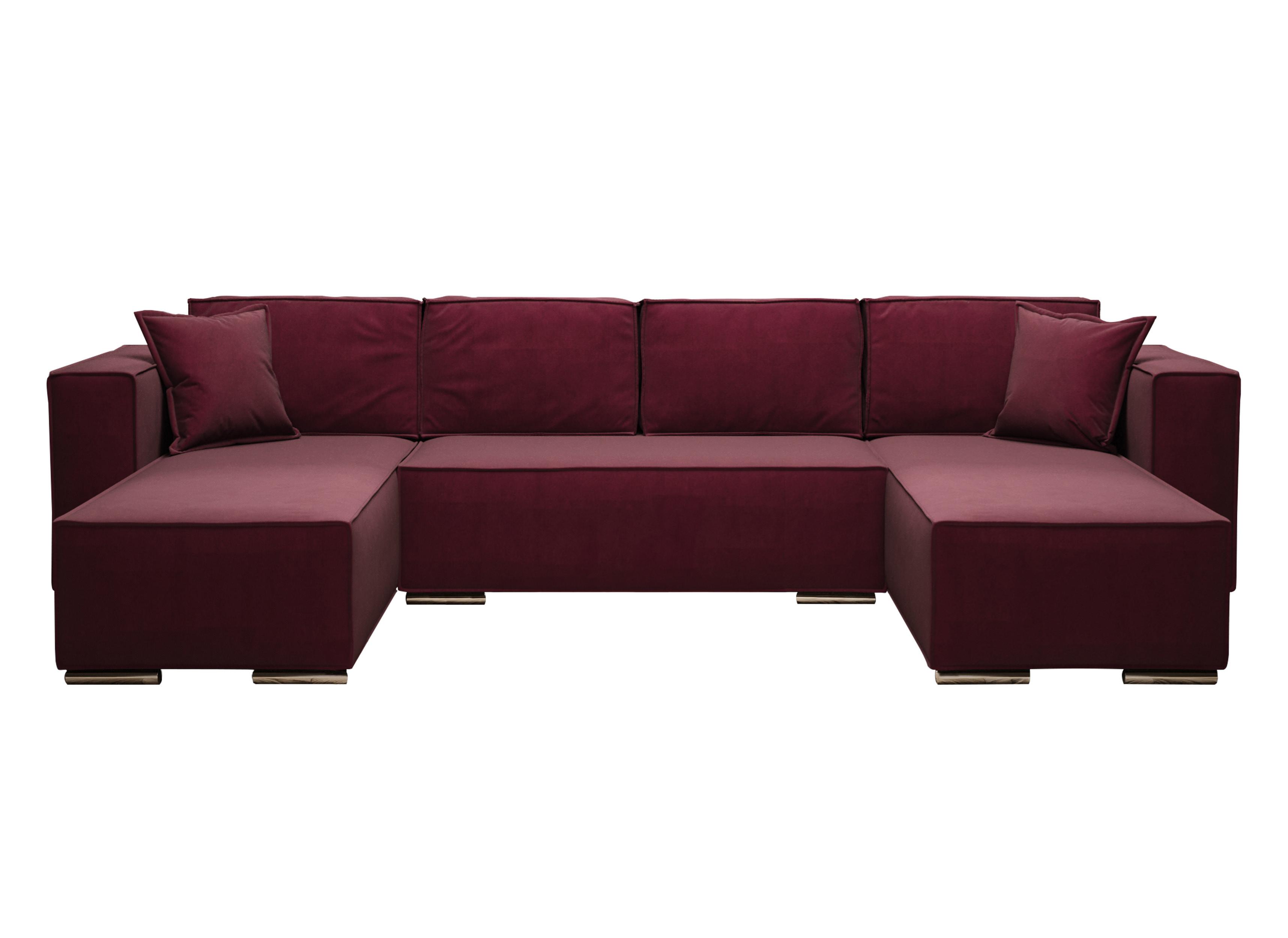 WOHNLANDSCHAFT Vinoria Bordeaux 327/180/82 cm mit Schlaffunktion - Chromfarben/Bordeaux, Textil/Metall (327/82/180cm) - AX Living