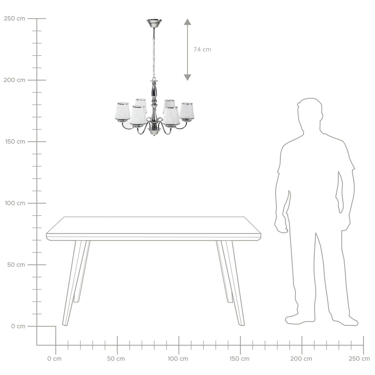 KRONLEUCHTER Bradano 65/65/127 cm - Silberfarben, Metall (65/65/127cm) - Beliani