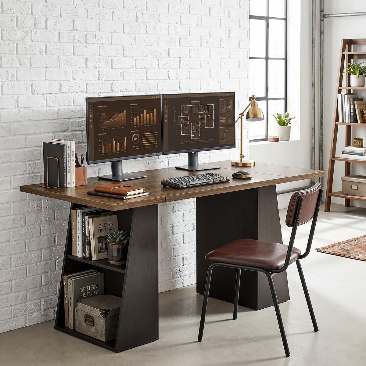SCHREIBTISCH Spanplatte MDF Braun Schwarz - Schwarz/Braun, Holzwerkstoff (140/78/75cm) - HOMCOM