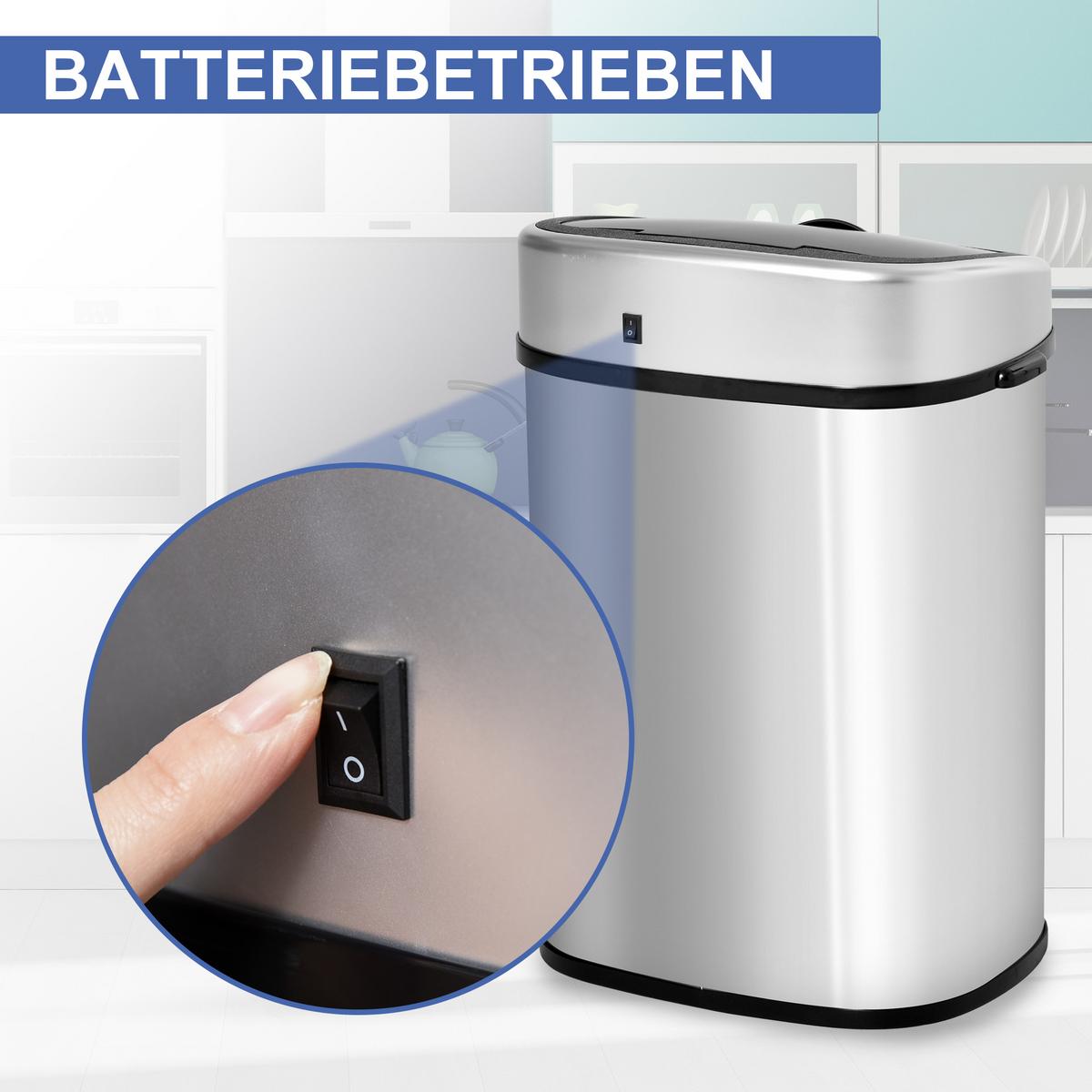 AUTOMATIK Mülleimer Abfalleimer mit Infrarotsensor Küche Silber 58L / 48L - Silberfarben, Metall (28.9/68/40.9cm) - HOMCOM