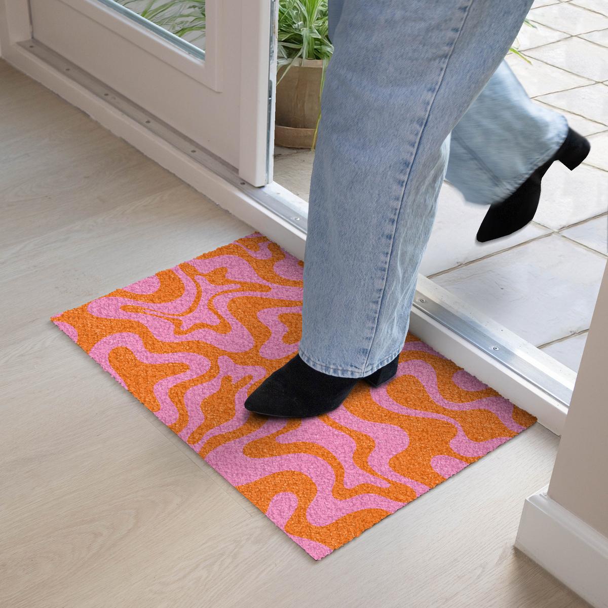 FUSSMATTE Muster - Rosa - Orange - Abstrakt - Modern Türmatte 60x40 cm - Pink, Kunststoff (60/0.4cm) - MuchoWow