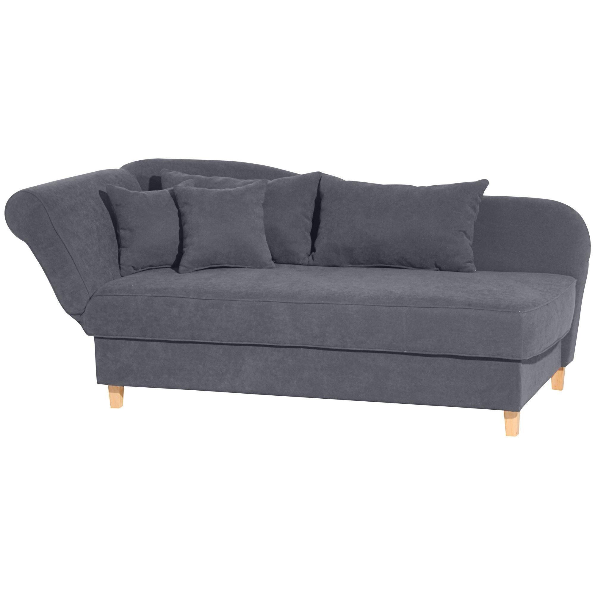 RECAMIERE mit Armteil links klappbar Katia Bezug Veloursstoff Buche natur / anthrazit - Grau, Kunststoff (190/82/88cm) - 58aufmkessel