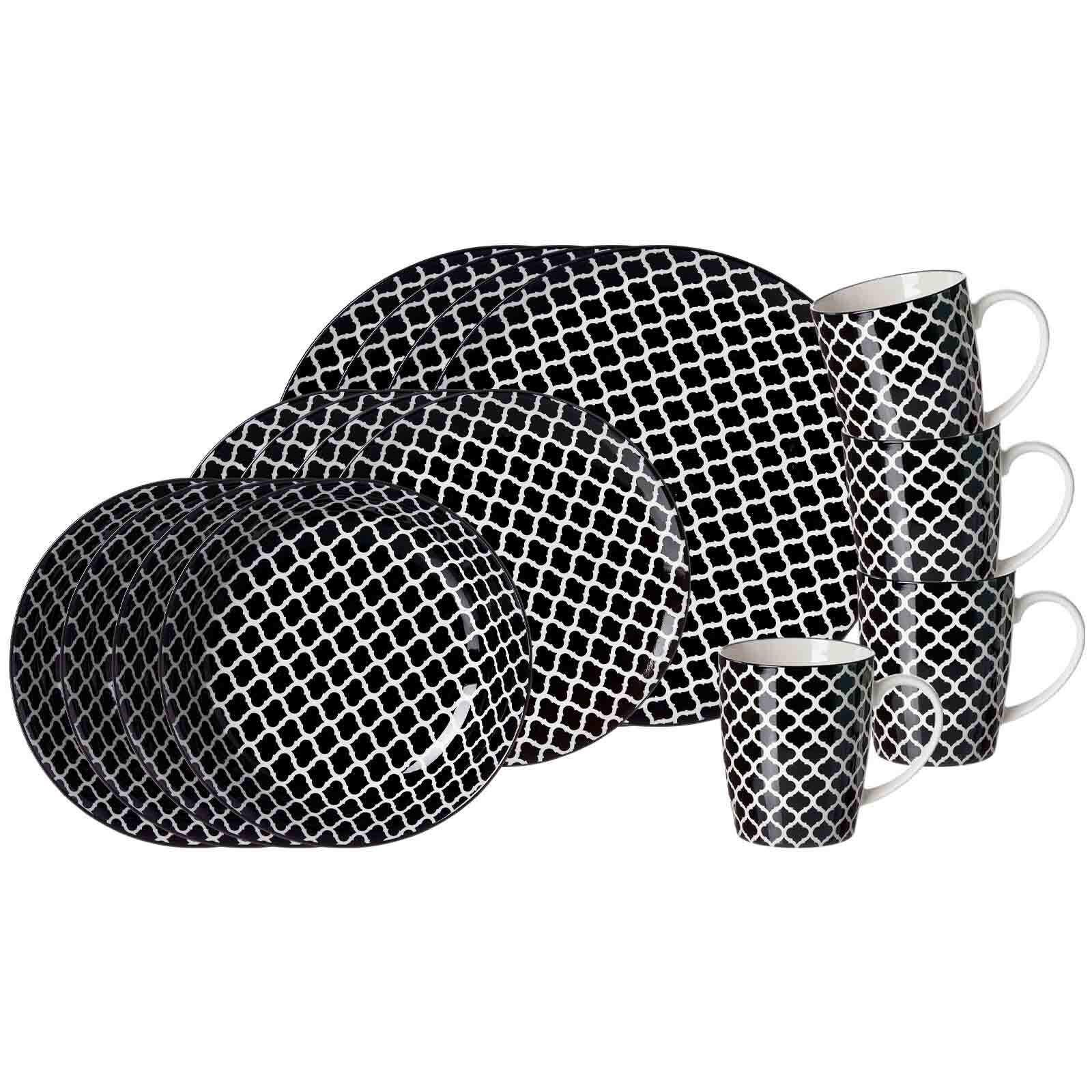 KOMBISERVICE Takeo Swing schwarz-weiß 16-tlg. - Schwarz/Weiß, Keramik (2/2/2cm) - Ritzenhoff Breker