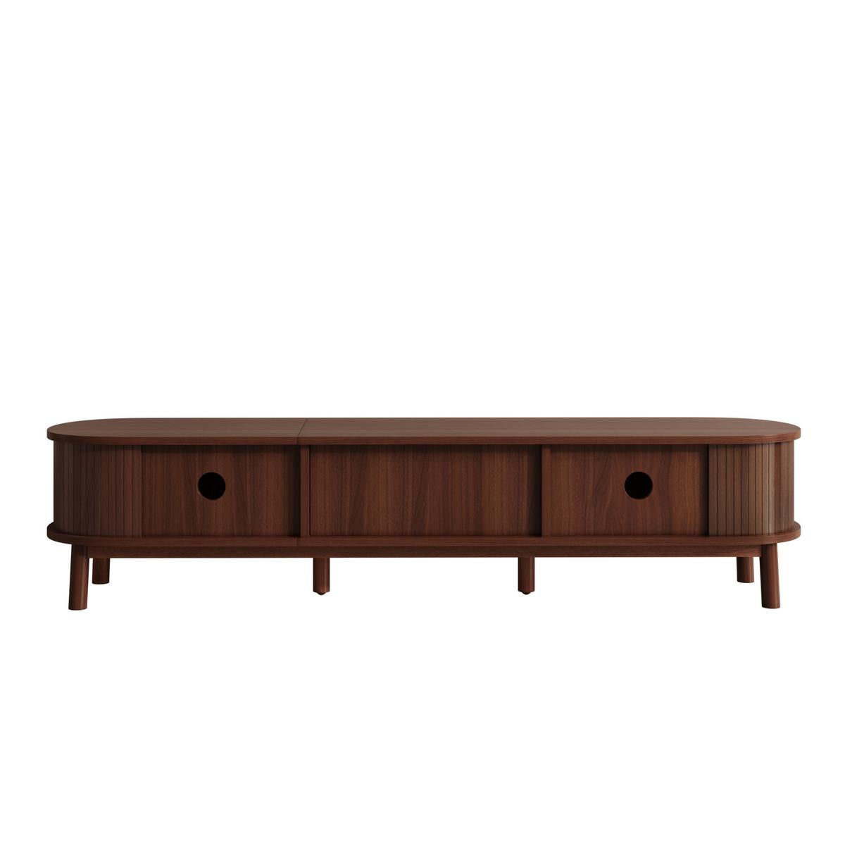 TV-SCHRANK Walnussoptik Rattan mit Schublade & Türen - Naturfarben, Holzwerkstoff (170/38/39.5cm) - Urban Meuble