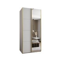 SCHWEBETÜRENSCHRANK 245,5/100/64 2-türig - Goldfarben/Weiß, Holz/Metall (100/245/64cm) - Abiks Möbel