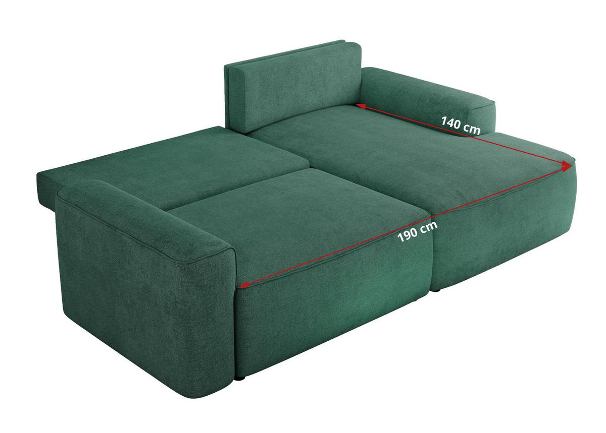 ECKSOFA BELLUNO L Grün Strukture - Links - Schwarz/Grün, Textil (144/233cm) - MKS