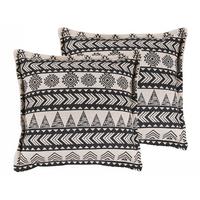 DEKOKISSEN 2er-Set Beige 45/45 cm Hentepe - Beige, Naturmaterialien/Textil (45/45cm) - Beliani