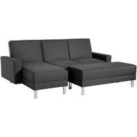 FUNKTIONSSOFA mit Hocker Katryna Flachgewebe graphit - Graphitfarben, Kunststoff (144/92/230cm) - 58aufmkessel