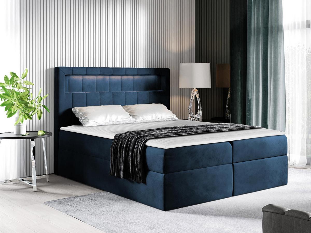 BOXBETT Aspen - H3 - Blau, Holz/Textil (160/200cm) - MIRJAN24