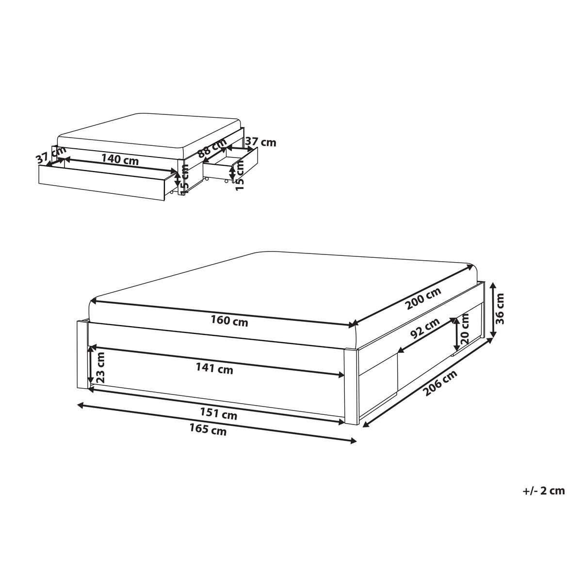 BETT 160/200 cm Dunkelbraun Giat - Dunkelbraun/Weiß, Holz (160/200cm) - Beliani