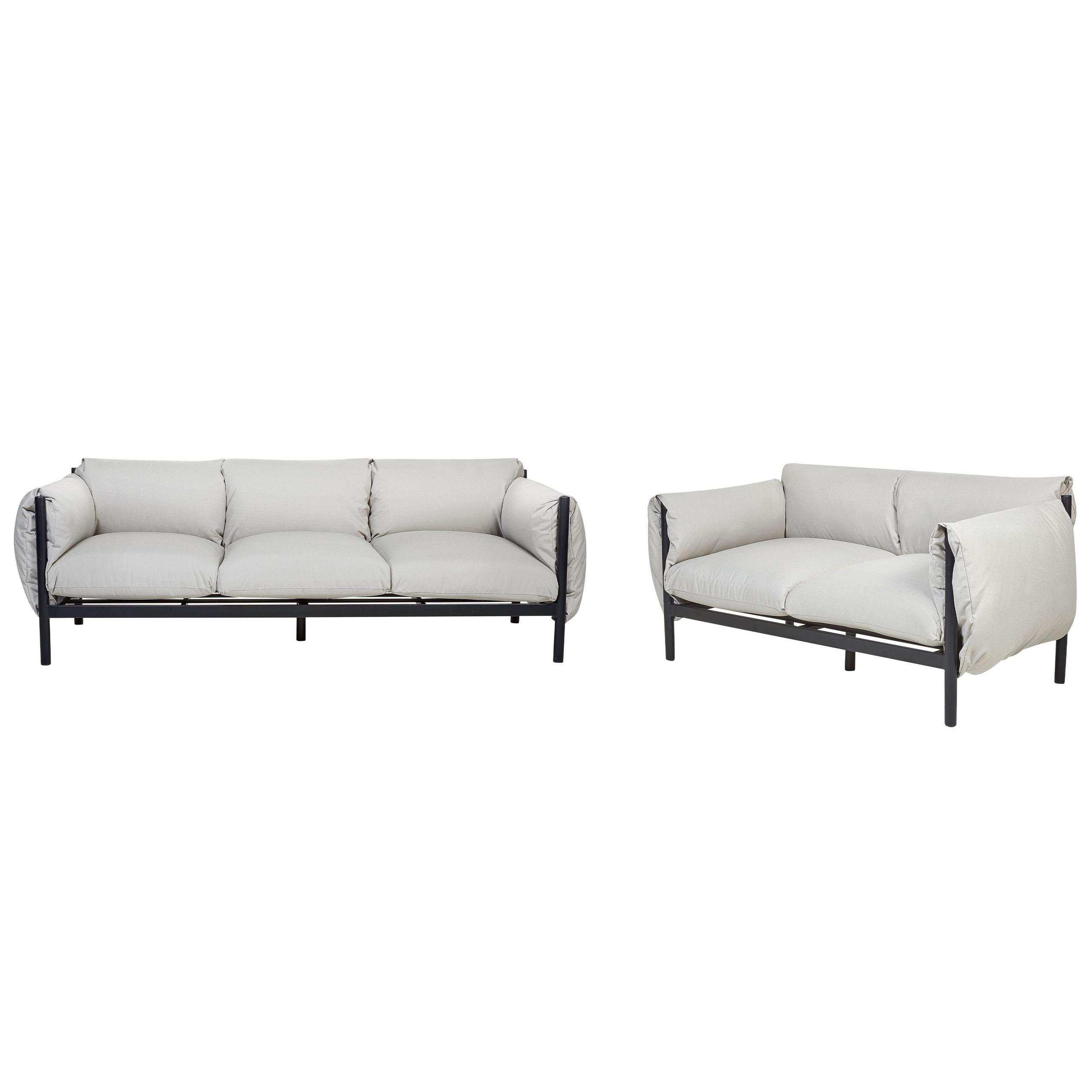5-SITZER LOUNGE SET 2-teilig hellgrau/schwarz Esperia - Hellgrau/Schwarz, Metall - Beliani