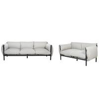5-SITZER LOUNGE SET 2-teilig hellgrau/schwarz Esperia - Hellgrau/Schwarz, Metall - Beliani