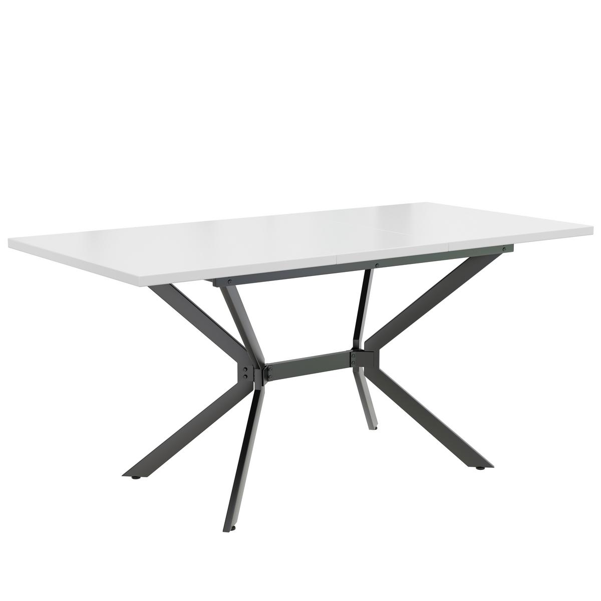 ESSTISCH Weiß 120-160/80/75 cm - Braun, Holzwerkstoff/Metall (160/80/75cm) - Urban Meuble