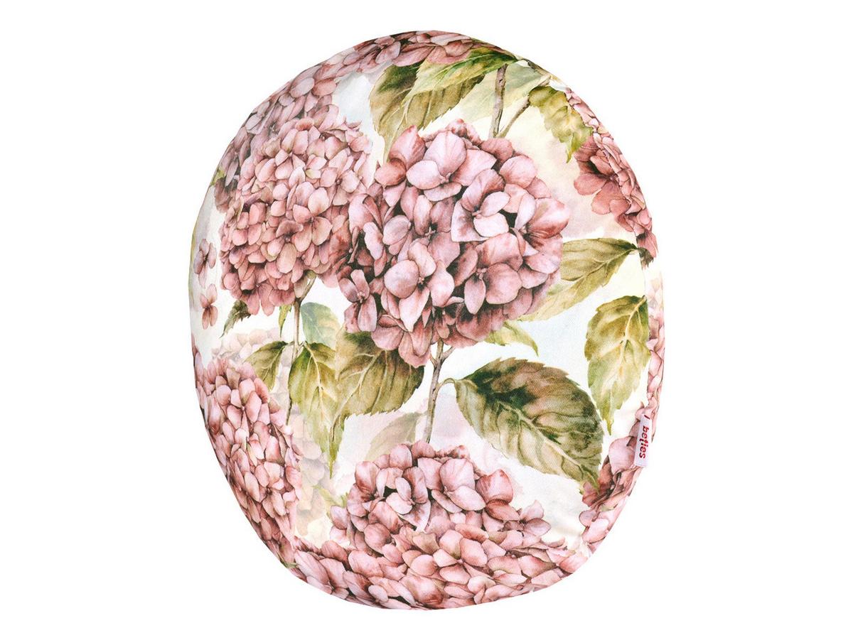 KISSENHÜLLE Rund Landlust-Hortensie burgundy-rose 40 cm Ø - Hellrosa/Dunkelrosa, Textil (40/40cm) - beties Heimtextil