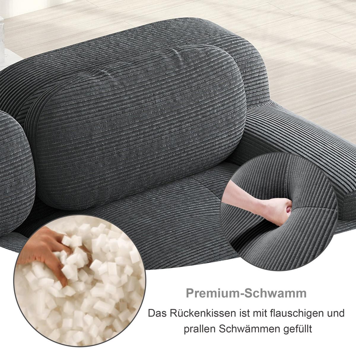 ECKSOFA cordstoff grau modular & ohne montage - Grau, Textil (208/178cm) - Urban Meuble