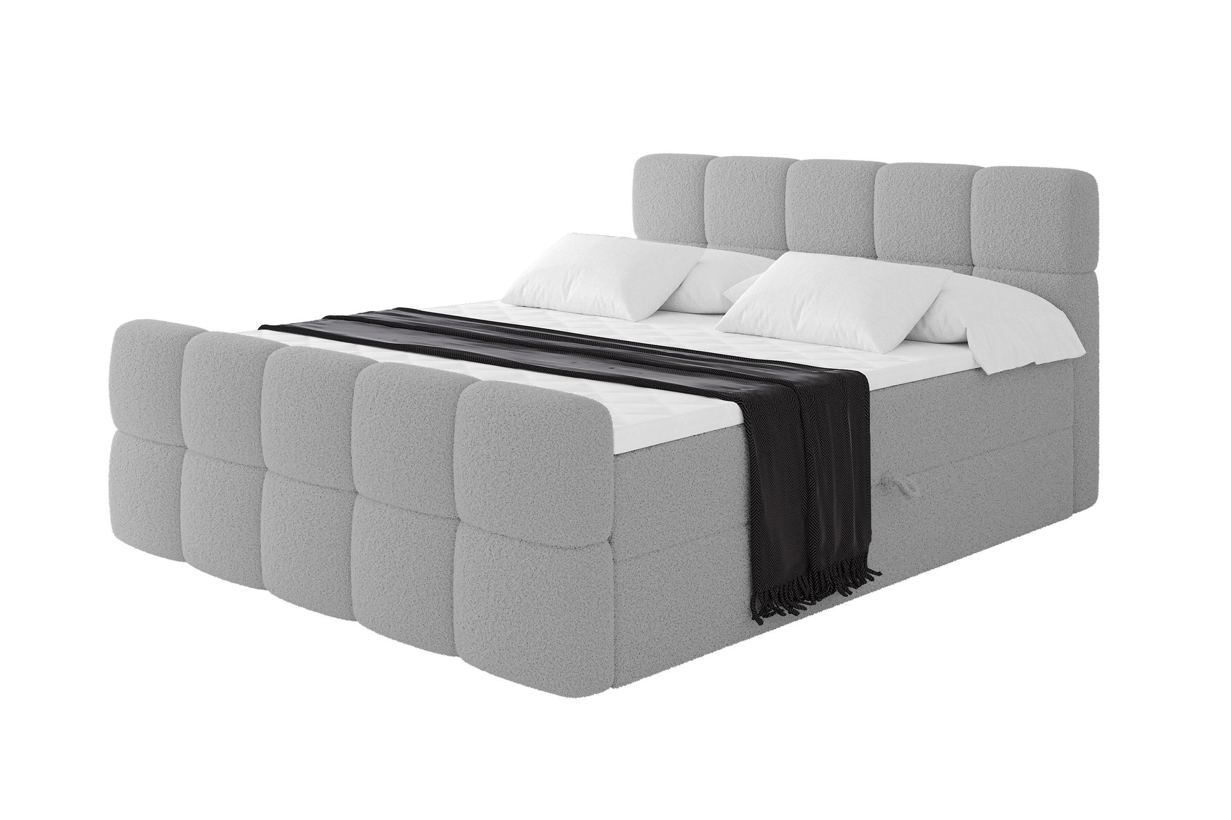 BOXBETT mit Matratze H4 - FAMA-Z - 160x200 cm Hellgrau Quelle - Hellgrau, Holzwerkstoff - ALTDECOR