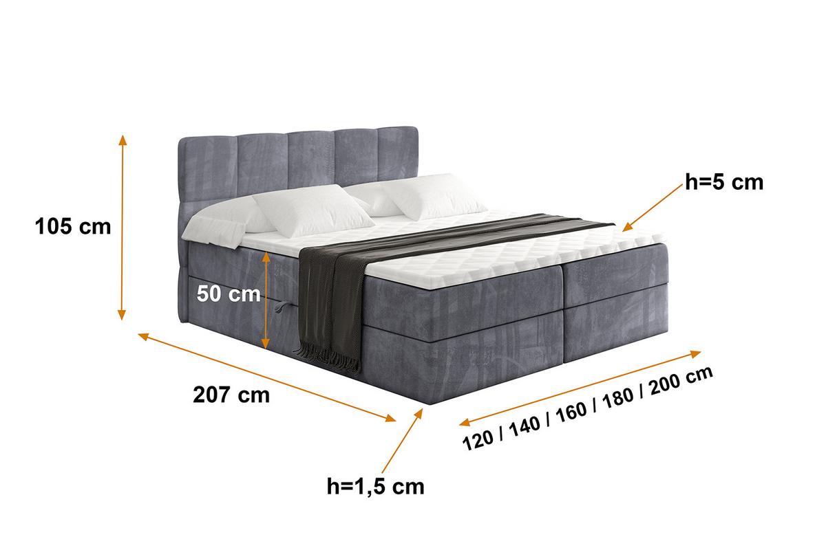 BOXBETT mit Matratze H4 und Lattenrost - LIRO - 200x200 - Dunkelgrau Casablanca - Dunkelgrau, Holzwerkstoff/Kunststoff (200/200cm) - ALTDECOR