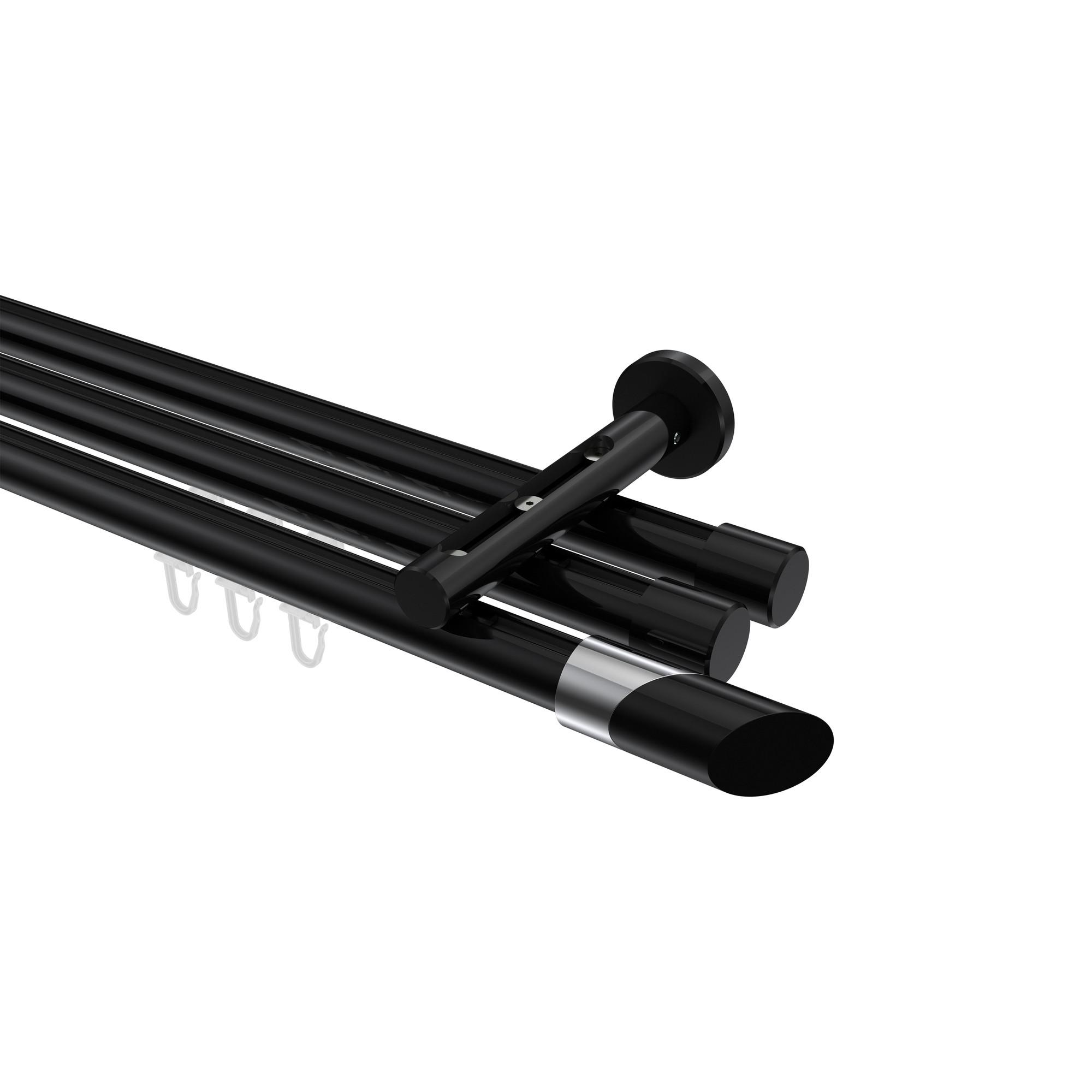 GARDINENSTANGE INNENLAUF Siteno Verano 400 cm (geteilt in 2 x 200 cm), 3-läufig, 20 mm Ø Schwarz - Chromfarben/Schwarz, Metall (400cm) - INTERDECO