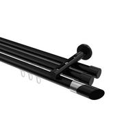 GARDINENSTANGE INNENLAUF Siteno Verano 240 cm (geteilt in 2 x 120 cm), 3-läufig, 20 mm Ø Schwarz - Chromfarben/Schwarz, Metall (240cm) - INTERDECO