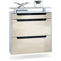 SCHUHSCHRANK Annie Creme Hochglanz / Schwarz Hochglanz - Creme/Schwarz, Holzwerkstoff (89/96/23cm) - Vladon