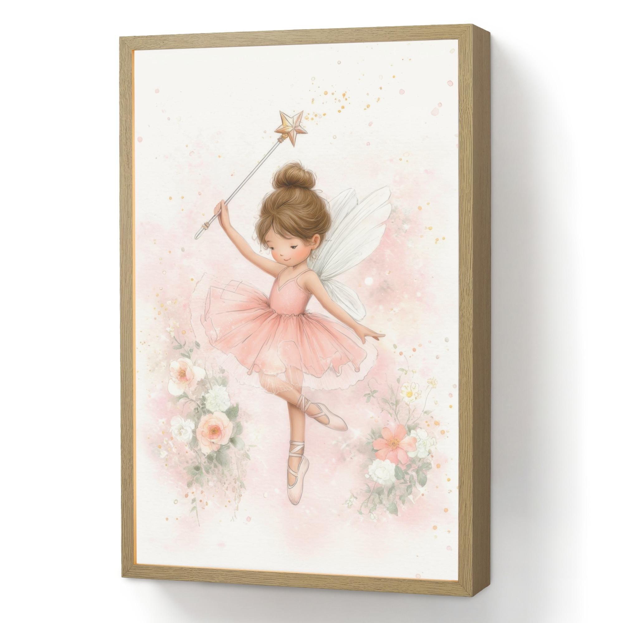 NACHTTISCHLAMPE MIT AKKU Ballerina - Fee - Blumen - Rosa 40x60 cm - Rosa, Holzwerkstoff (8/40/60cm) - OnlyWow