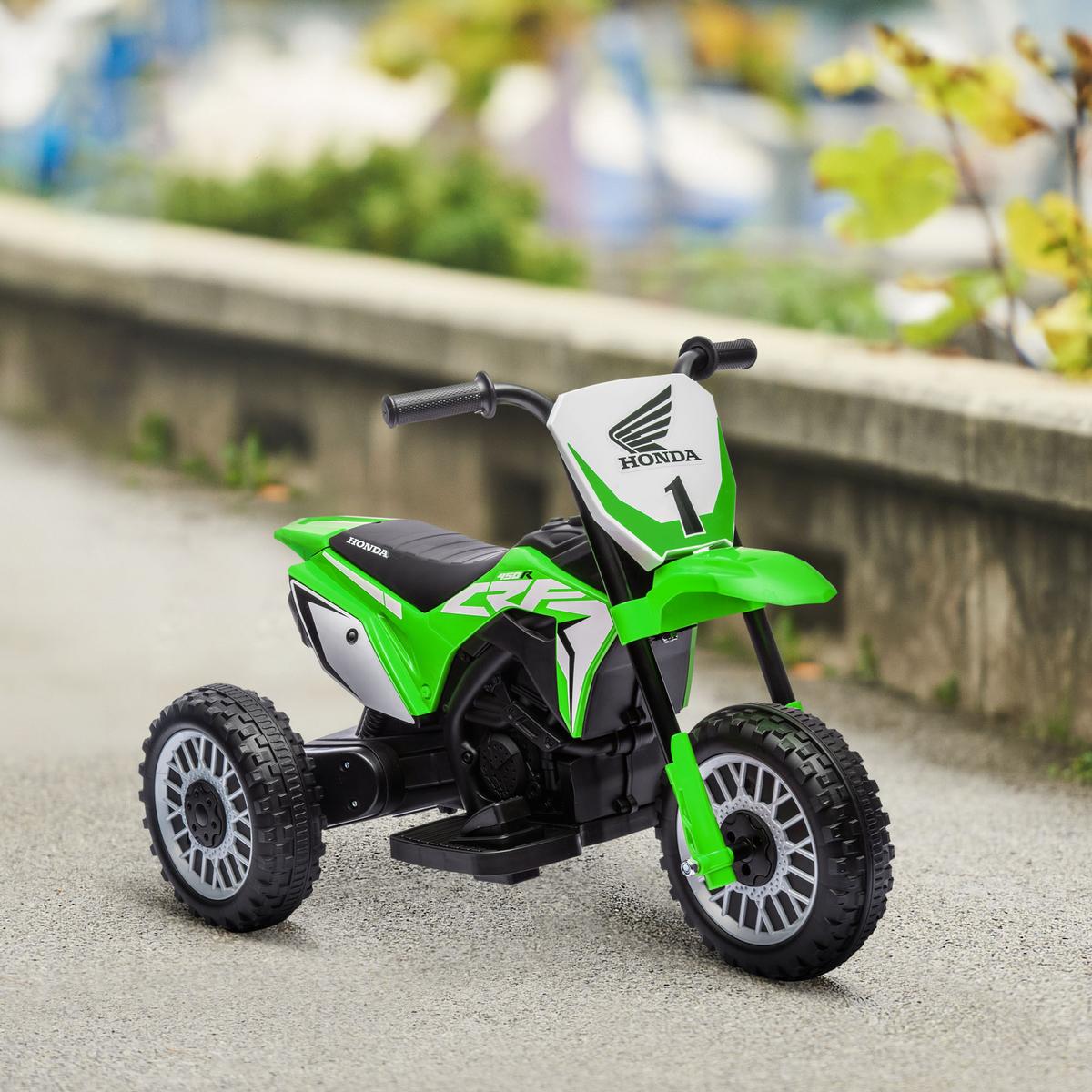 ELEKTRO-MOTORRAD mit Hupe, Musik 6V Grün - Grün, Metall (71/40.5/43.5cm) - HOMCOM