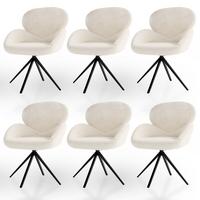 DREHSTUHL Albano Bouclé Creme (6er-Set) - Creme, Textil (59/90/65cm) - Juskys