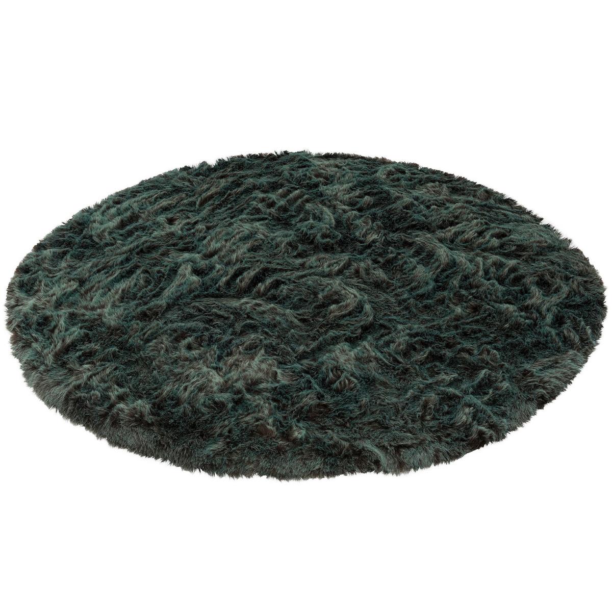 LUXUS SUPER SOFT FELLTEPPICH ASPEN RUND MELIERT - Petrol, Textil (80/80cm) - Pergamon