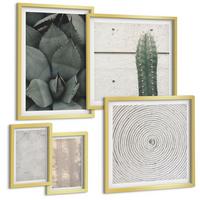 BILDER SET 5er Set - 50x50 cm & 20x30 cm & 40x60 cm Goldrahmen - Sommerliche Texturen aus den Tropen - Goldfarben, Kunststoff (40/60cm) - TULUP