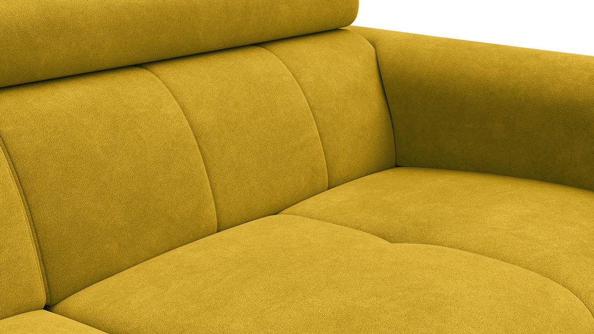 SOFA RODEN 3-Sitzer, dunkegelb, Veloursstoff - Gelb, Holz/Textil (194/82/103cm) - Wozimo