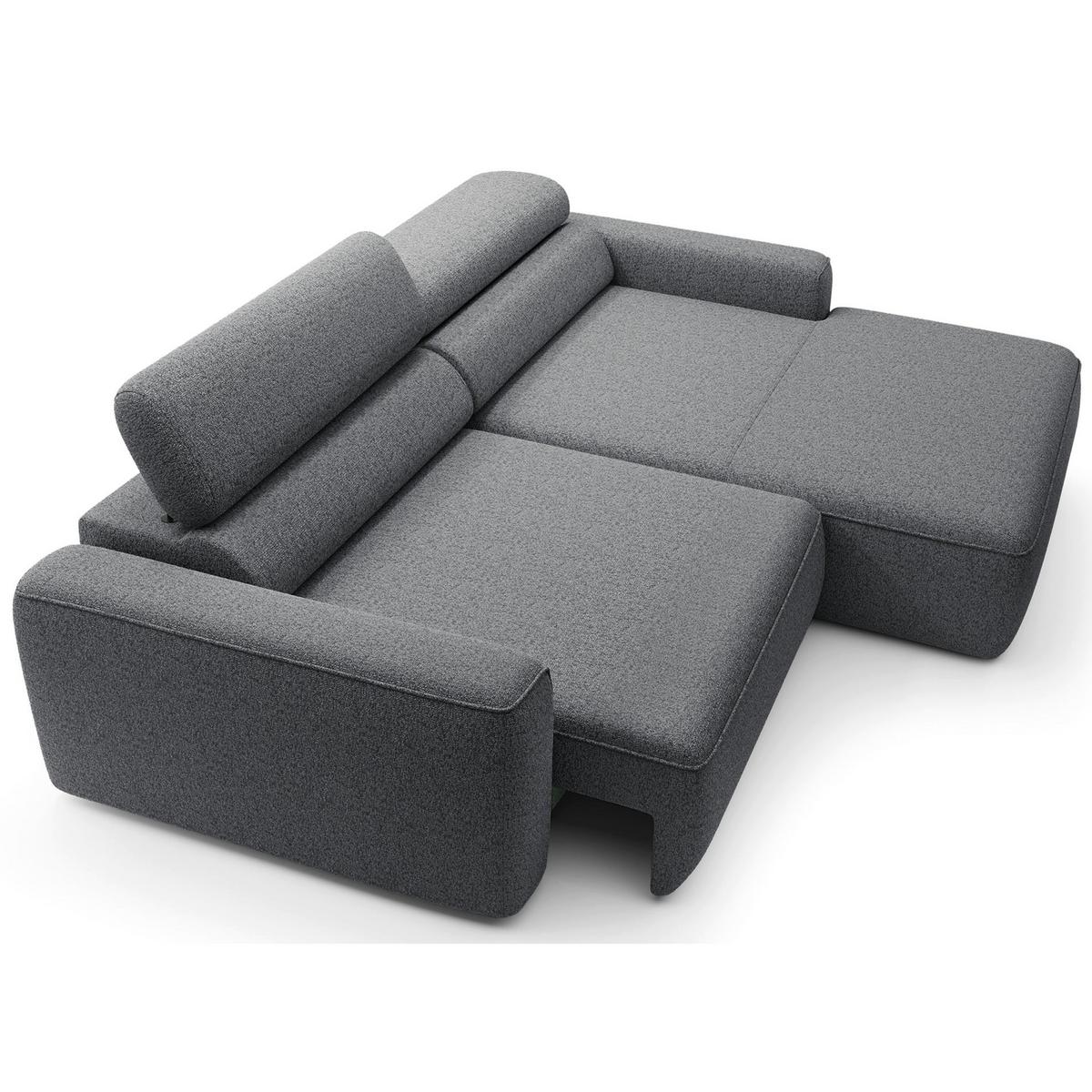 ECKSOFA Fando mit Schlaffunktion, L-Form, 4-Sitzer 252 cm, rechts Flechtstoff Grau - Schwarz/Grau, Holz/Kunststoff (182/252cm) - Selsey