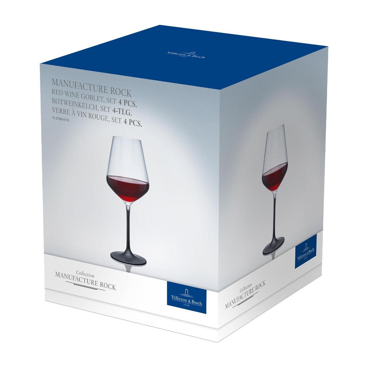 ROTWEINGLÄSER Manufacture Rock schwarz-transparent 470 ml 4er Set - Transparent/Schwarz, Glas (0.47L) - Villeroy & Boch