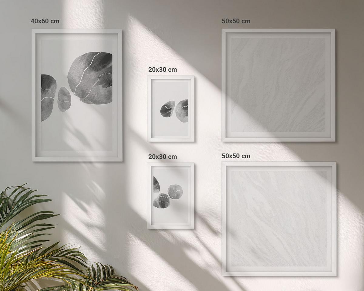 BILDER SET 5er Set - 50x50 cm & 20x30 cm & 40x60 cm Weißer Rahmen - Abstrakte Kunst, Farbspritzer - Weiß, Kunststoff (40/60cm) - TULUP
