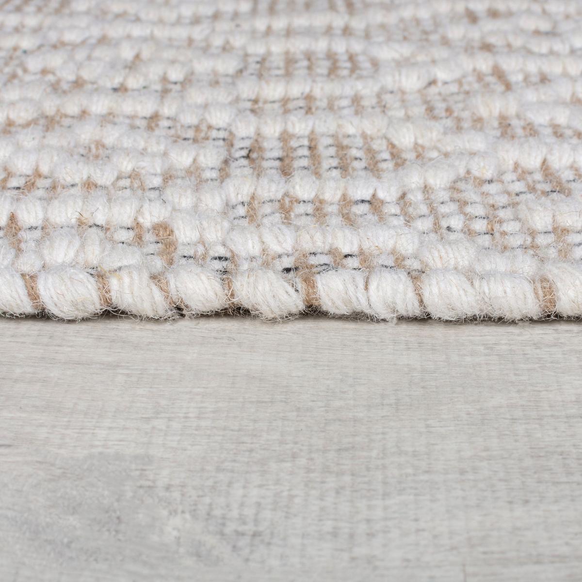 WOLLTEPPICH handgewebt ROTHER, mit Diamant Muster, Beige, 80 x 150 cm - Beige, Textil (150/80cm) - KADIMA DESIGN