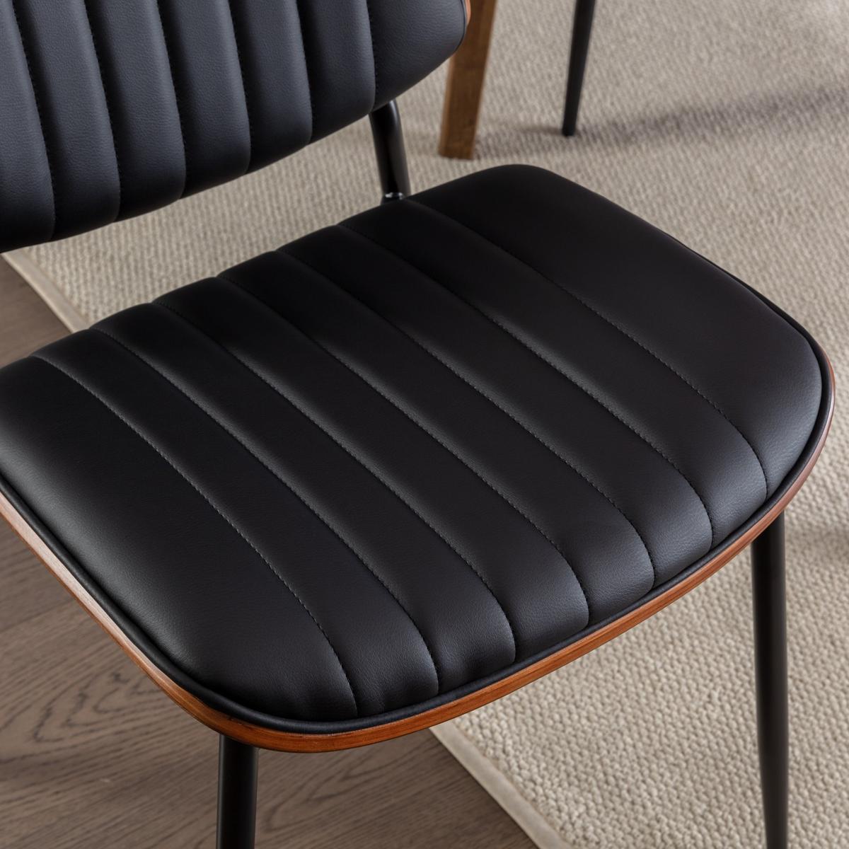 ESSZIMMERSTÜHLE 2er-Set Mid-Century Modern - Schwarz, Leder (57/83/48cm) - Urban Meuble