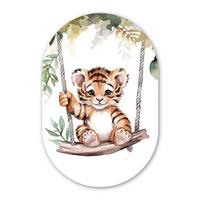 WANDBILD Tiger - Tier - Kinder - Dschungel Deko Groß 80x120 cm - Dunkelorange, Kunststoff (80/120cm) - MuchoWow