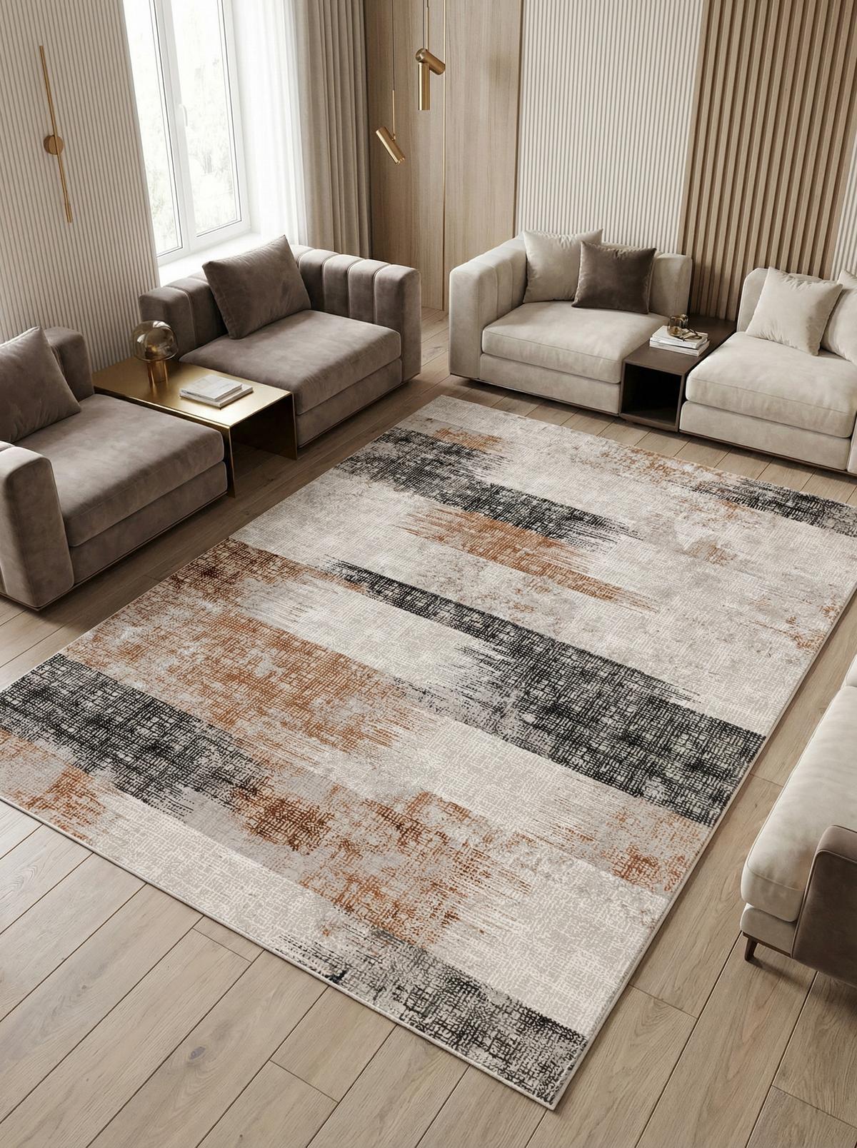 TEPPICH TIBER-Orte, geometrisch-abstrakt, Terrakotta, 200 x 290 cm - Orange, Textil (290/200cm) - KADIMA DESIGN
