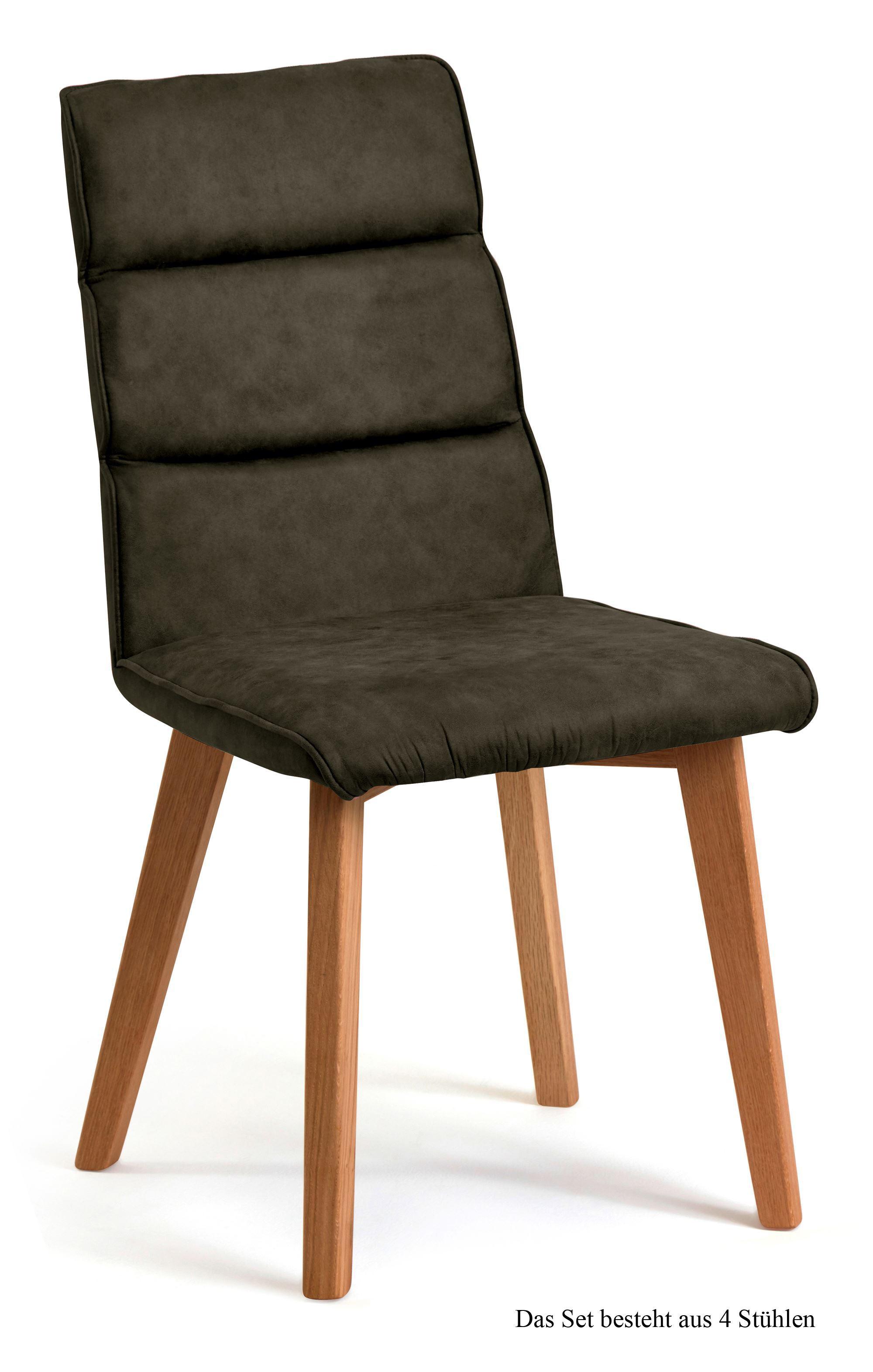 ESSZIMMERSTUHL (4er-Set) Darell 47x92x60 Eiche geölt/Khaki - Dunkelgrün/Eichefarben, Kunststoff (60/92/47cm) - 58aufmkessel