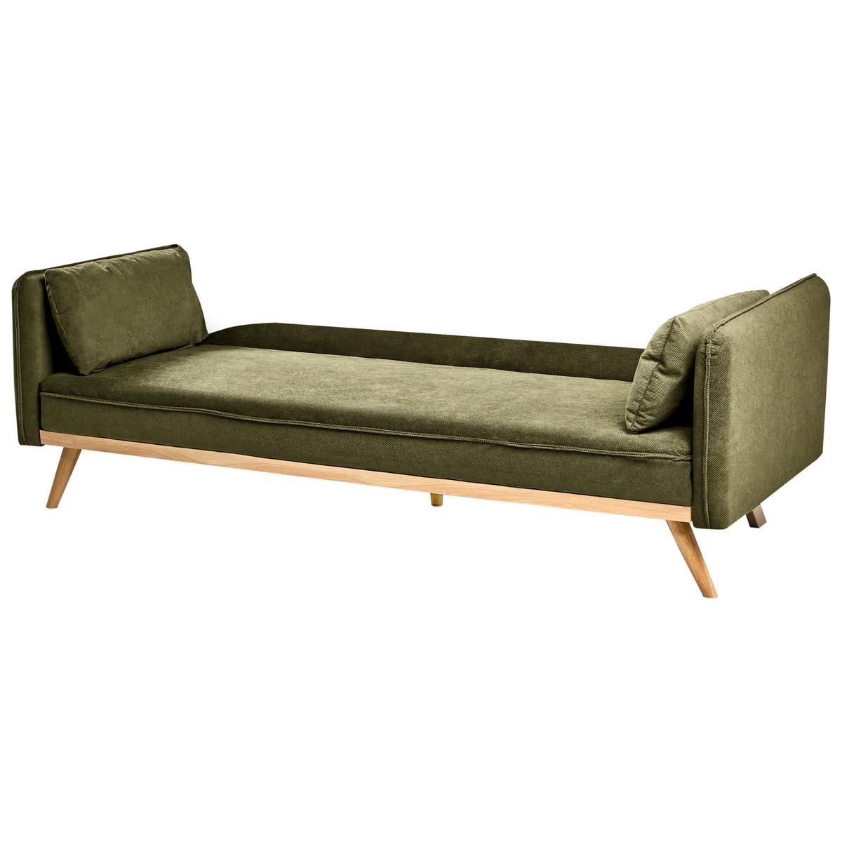 SCHLAFSOFA Stoff Grün Asaa - Braun/Grün, Textil (205/76/80cm) - Beliani
