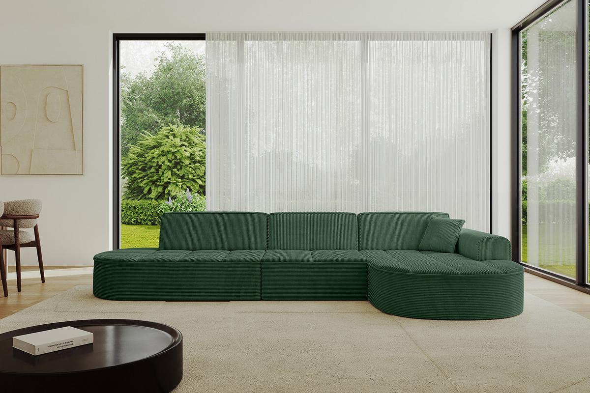 ECKSOFA Ottomane Rechts TARO-L2 - 328x171x79,5 cm Grün - Grün, Holzwerkstoff/Textil (328/171cm) - ALTDECOR