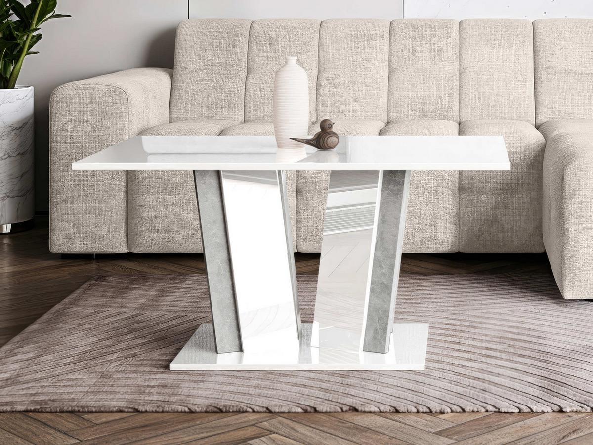 COUCHTISCH Doha II - Weiß Hochglanz/Grau, Holzwerkstoff (60/100/55cm) - MIRJAN24