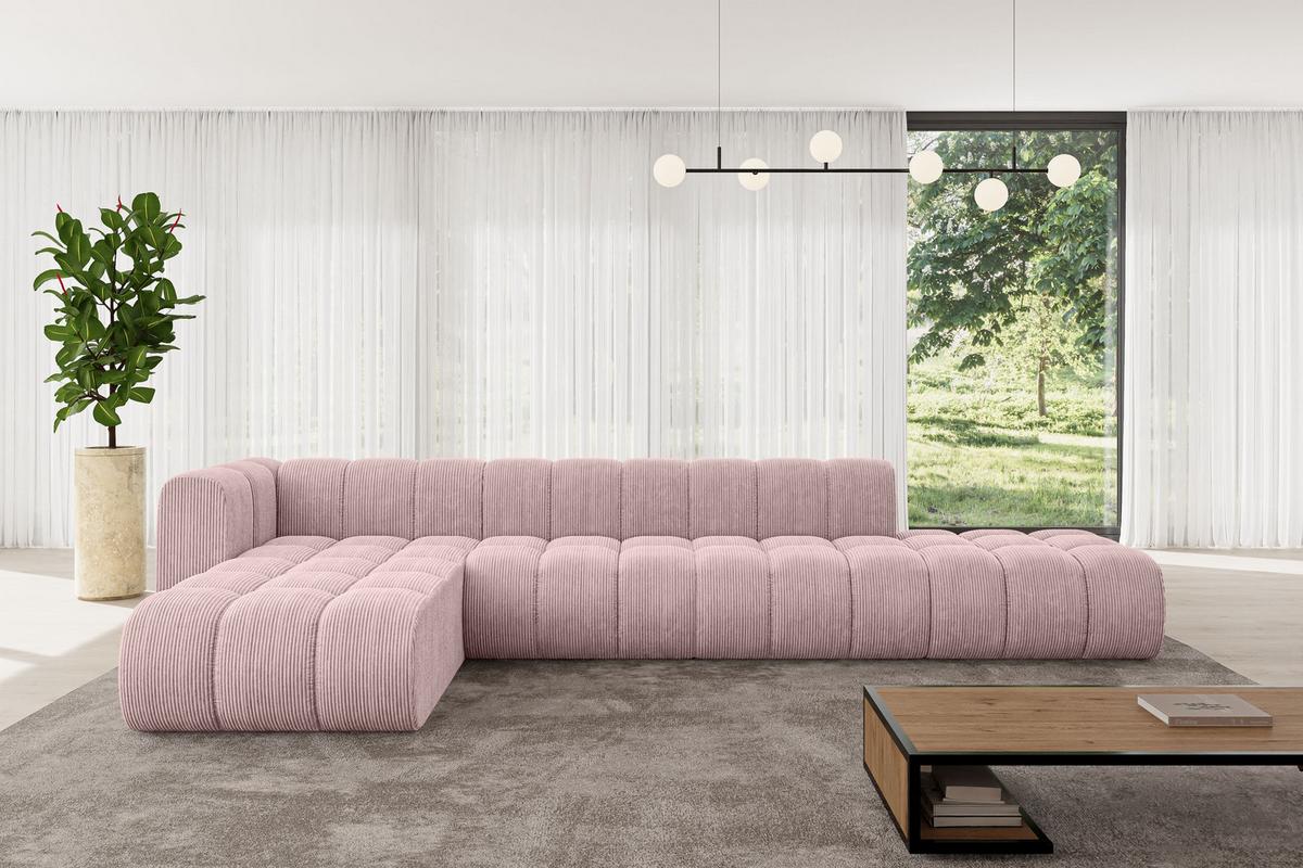 ECKSOFA modulares Sofa Zuvon-L2 - 387x177x70 cm Rosa - Rosa, Holzwerkstoff/Textil (387/177cm) - ALTDECOR